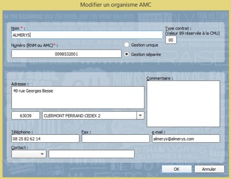 modifier organisme AMC